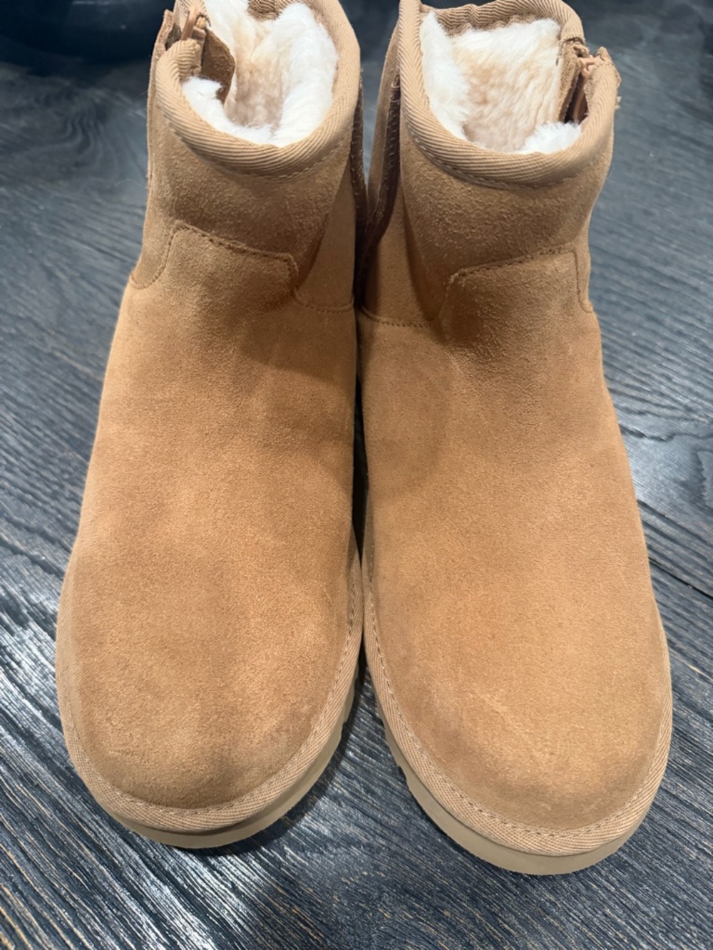 UGG CLASSIC MINI BAILEY ZIP CHESTNUT SUEDE ANKLE WOMEN'S BOOTS SIZE US 6 - Picture 5 of 9